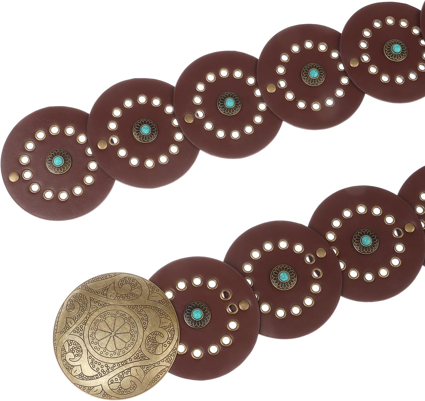 Hollow Disc Belt Western Style Exaggerated Cowboy Wide Disc Belt Metal Buckle