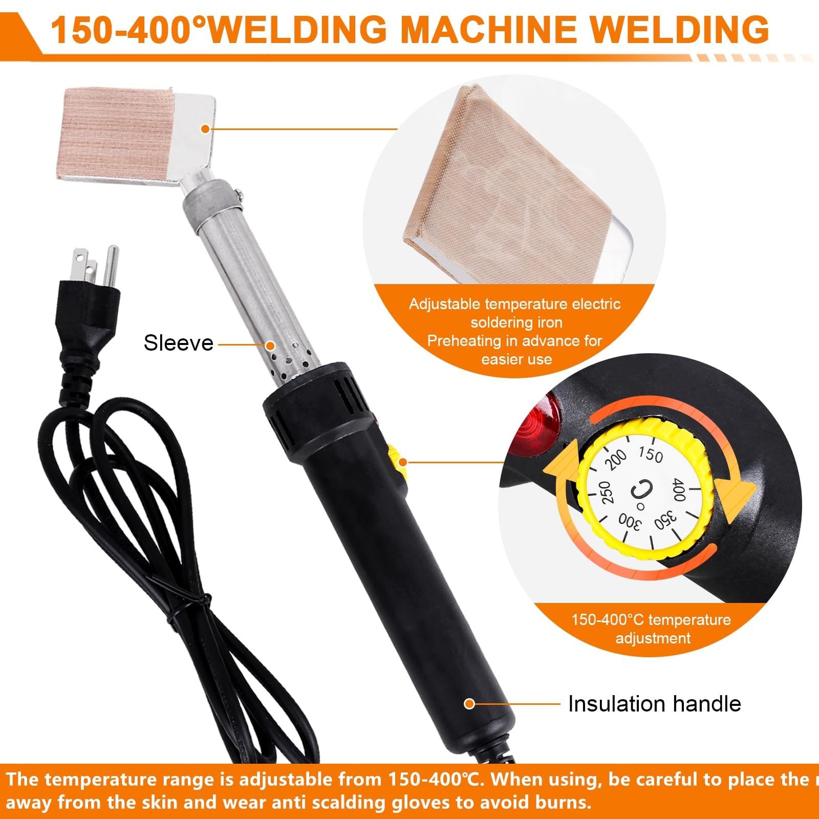 Soudeuse de courroies rondes en PU, kit de soudure de courroies rondes 200W avec ciseaux, fer à souder, connecteurs thermofusibles pour courroies en polyuréthane, courroies trapézoïdales
