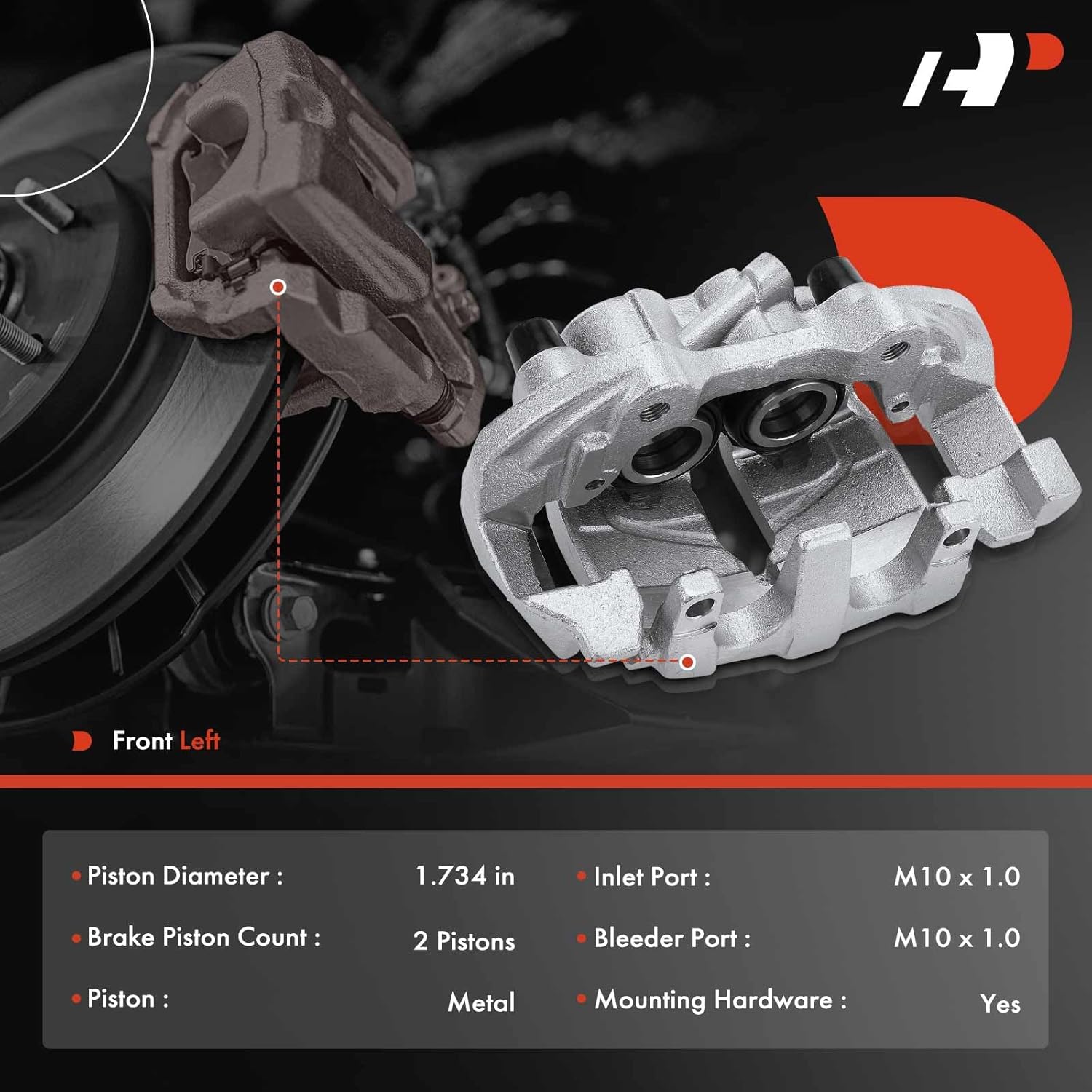 A-Premium Disc Brake Caliper Assembly with Bracket Compatible with Select Mercedes-Benz Models - E350, E500, E550, ML320, ML350, ML450, ML500, R320, R500, R350, V6 3.0L, V6 3.5L, V8 5.0L