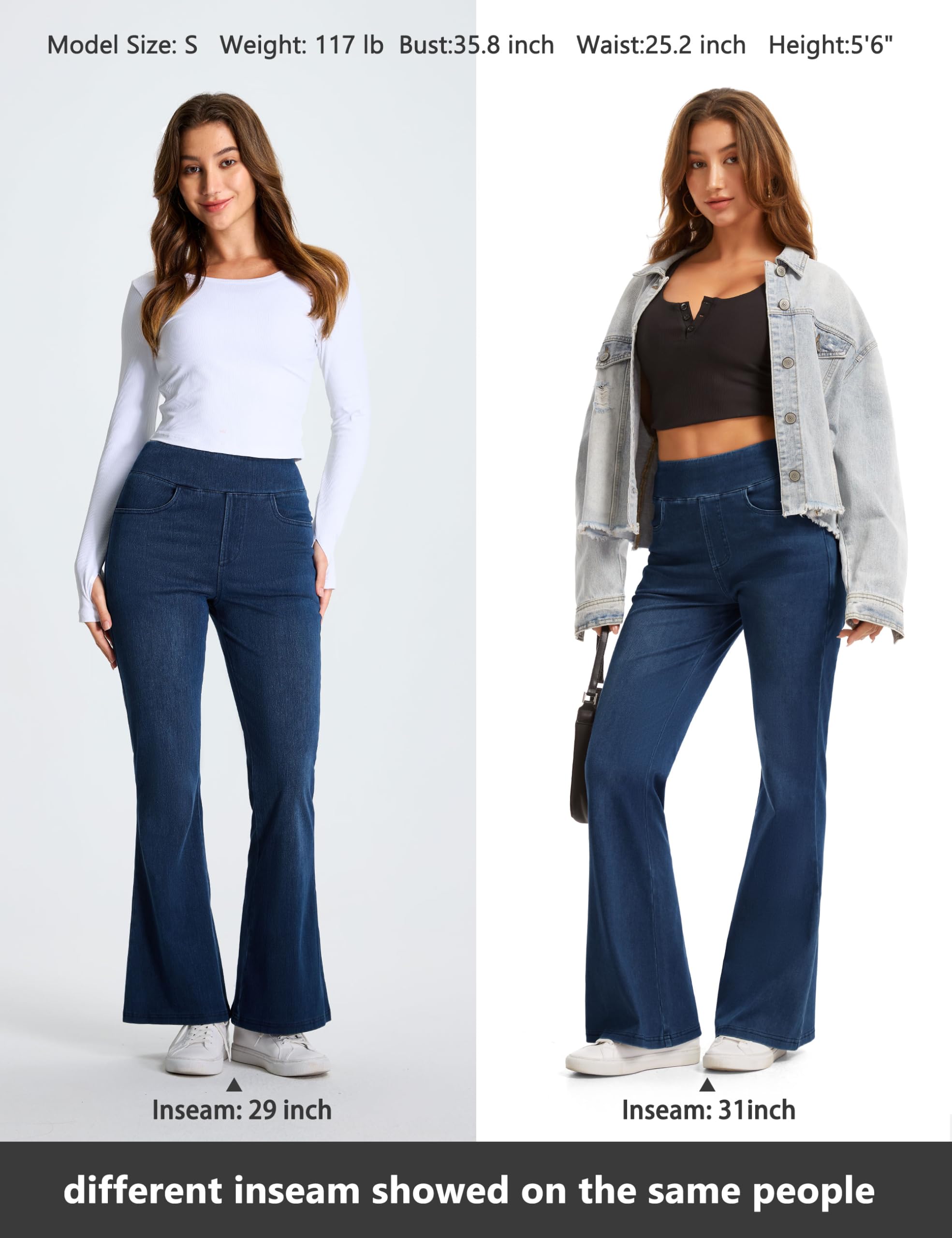 THE GYM PEOPLE Damskie dżinsy Scrunch Butt Bootcut Stretch Flared