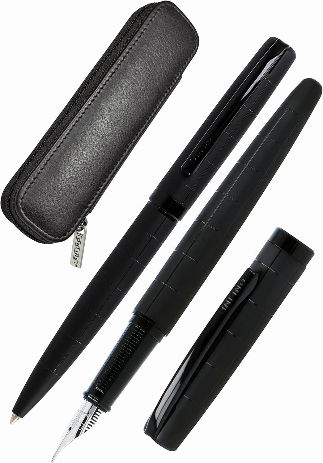 Set Penne Online Eleganza Diamond Wine - Penna Stilografica E A Sfera Con Custodia In Pelle - Regalo Elegante - Foto 9