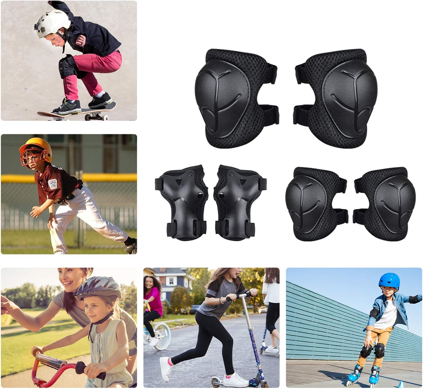 Super Deal Product KeFanta Kids Kneepads and Elbow Pads with Wrist Guards for 3-6 Years Multifunctional Kids Protective Gear Set for Roller Skating Bicycle Skateboarding Scooter.