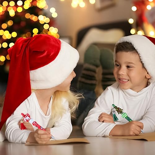 Miniatura 6 de Qilery 30 bolígrafos de plástico de Navidad con cuentas de colores, bolígrafos de tinta negra con 30 recambios de bolígrafos para niños,