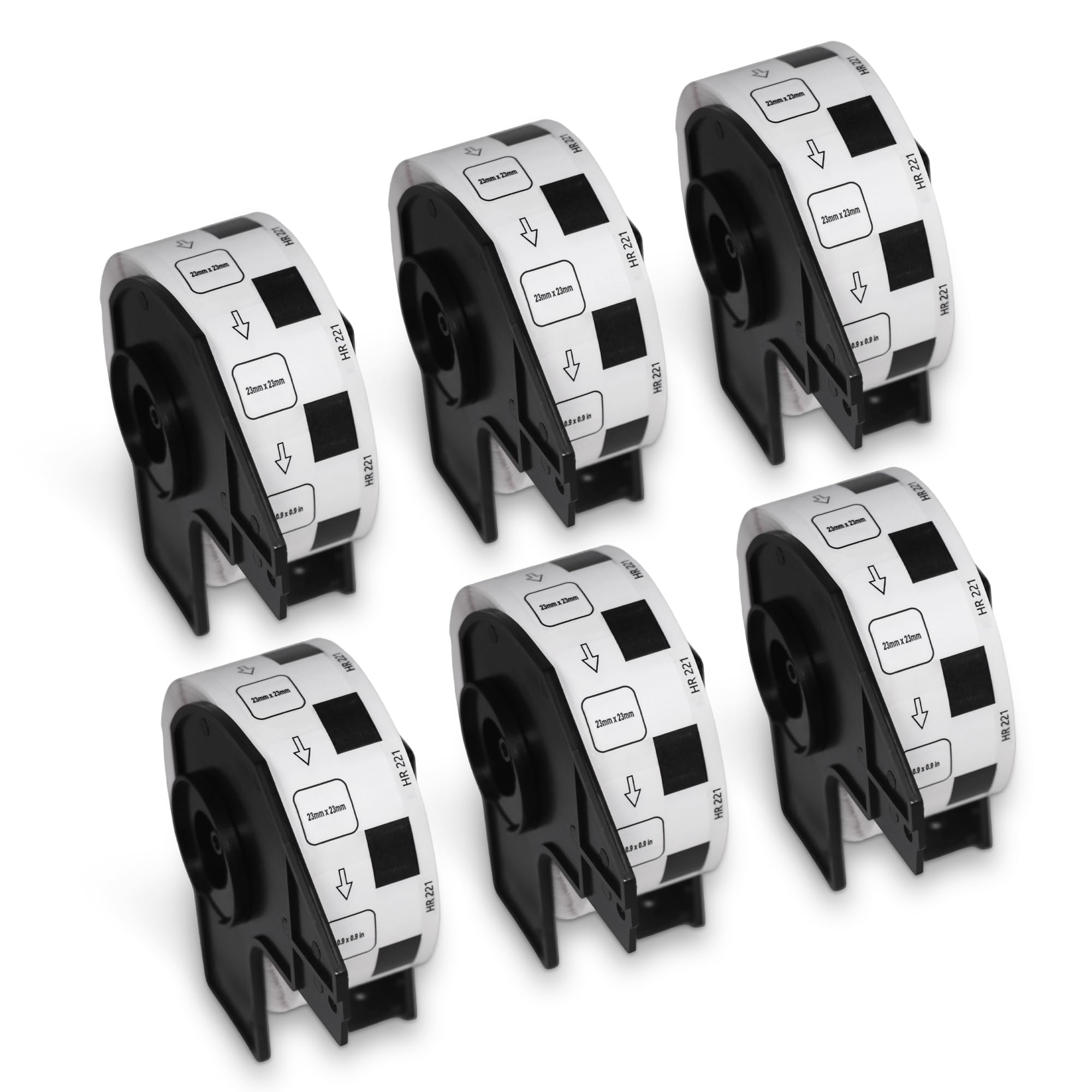BETCKEY - 6 Rollen Film-Etiketten abziehbar, kompatibel mit DK-11221, 23mm x 23mm, 6000 Aufkleber rückstandsfrei leicht ablösbar für QL-Etikettendrucker