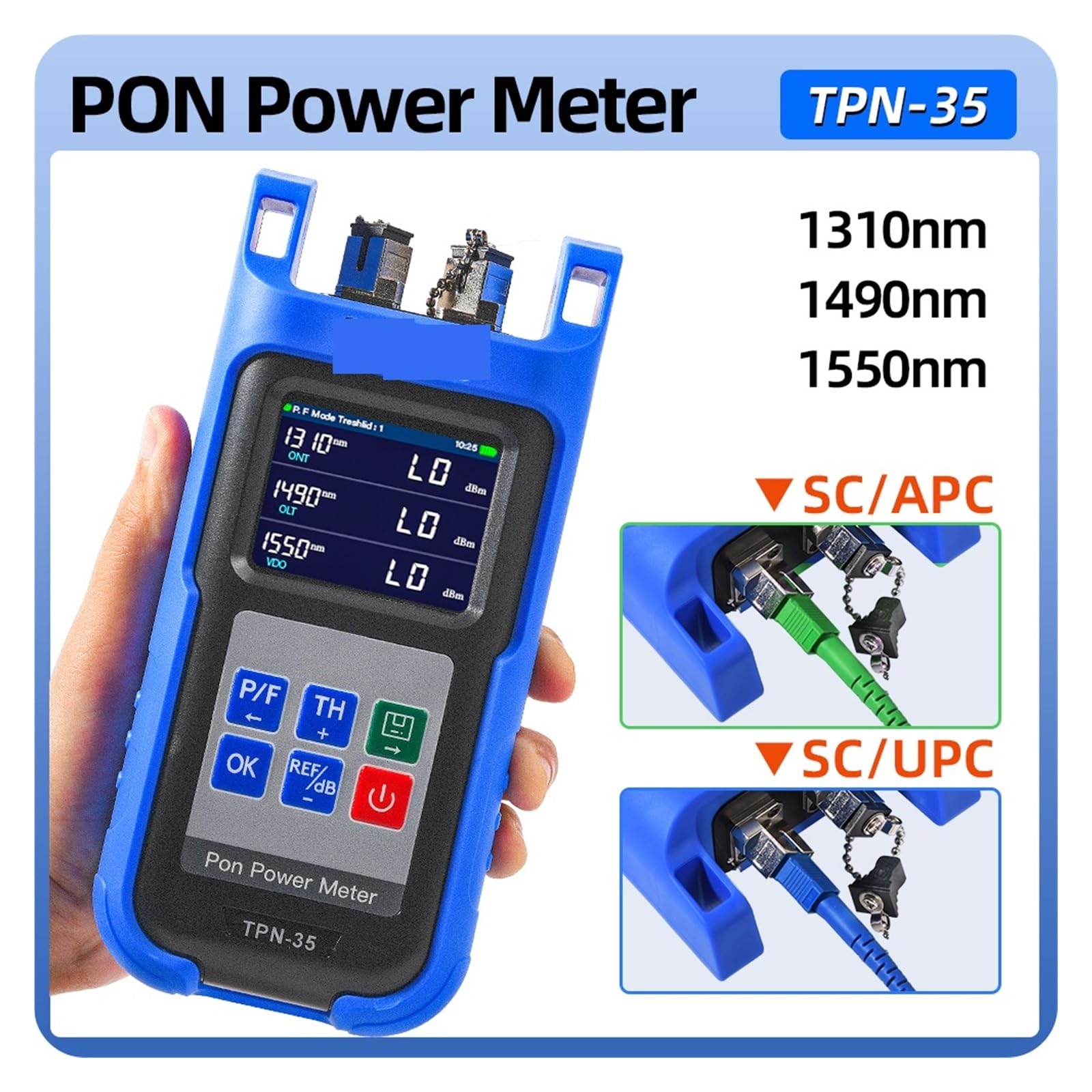 Medidor de potencia óptica Medidor de potencia óptica PON 1310/1490/1550nm, probador de red Orientek TPN-35 PON, medidor de potencia de fibra óptica, probador OTDR SC/UPC SC/ Medidor de potencia de fi