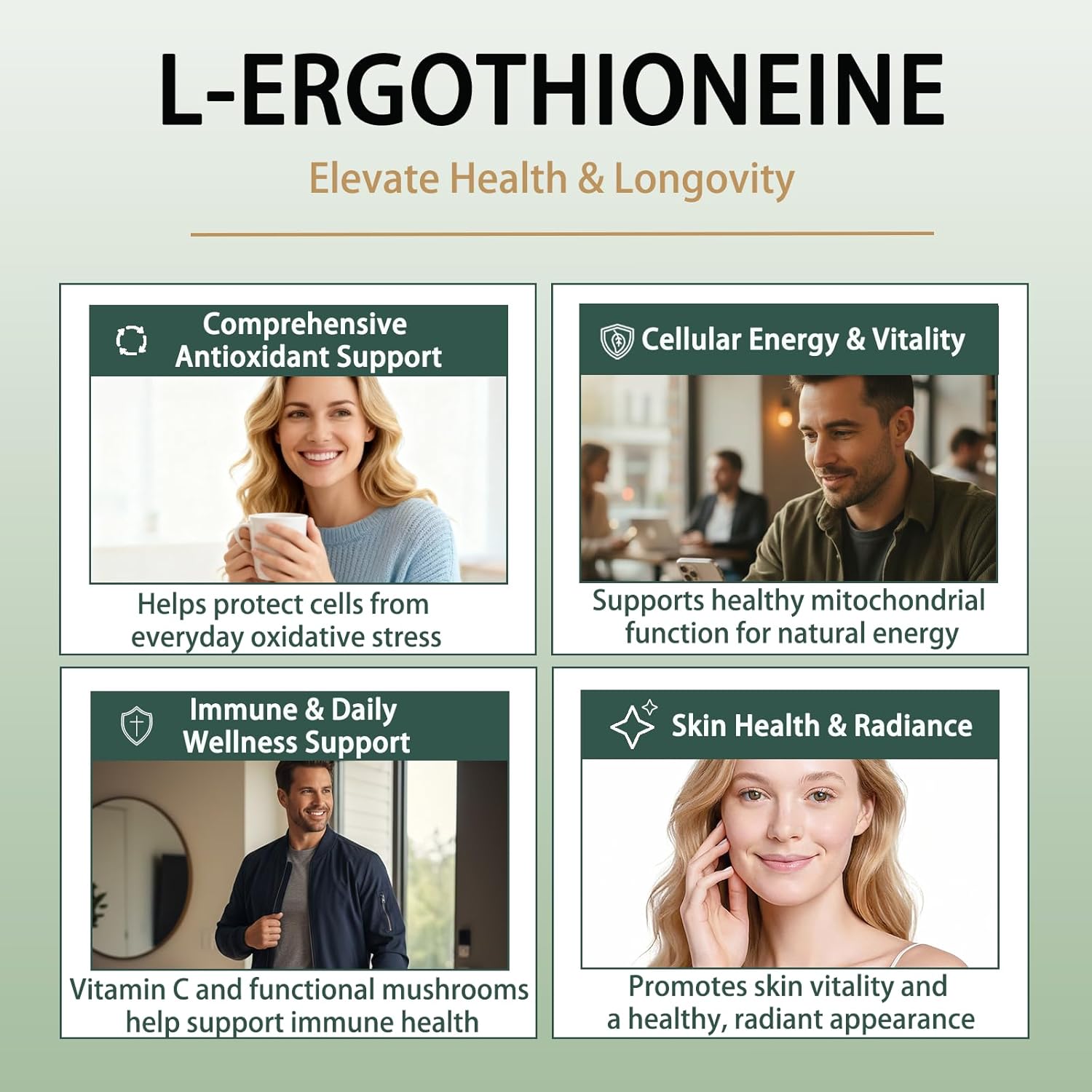 L-Ergothioneine Supplement 50mg, Multi Antioxidant Supplement,(May Support Longevity, Healthy Aging & Immune Health, 90 Capsules - Image 3