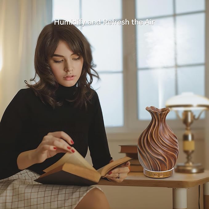 Difusor de Aromas Esenciales 200ml ZqLotXiao, Cubierta Madera, Apagado Automático miniatura 2