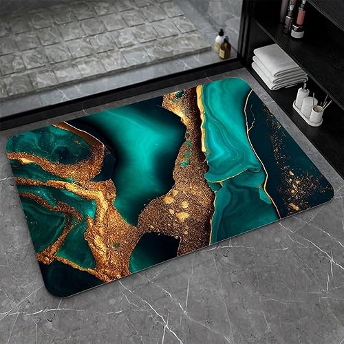 Miniatura 18 de Alfombra de baño - Alfombra de baño, mármol abstracto dorado - Absorbente antideslizante de secado rápido resistente a las manchas fácil de limpiar
