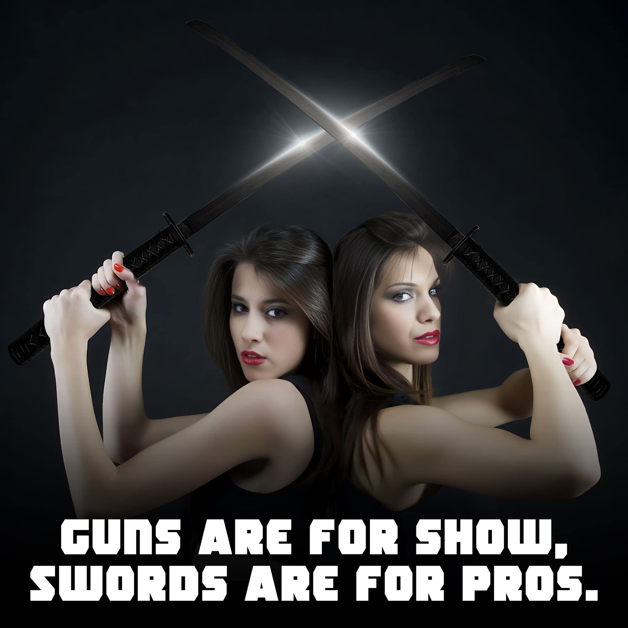 Swords and more Zwillingsschwerter, schwarz - Stahlschwerter mit Scheide 104 cm, Ninjaschwertset, Anti-Held, Katana Schwert für Kostüm