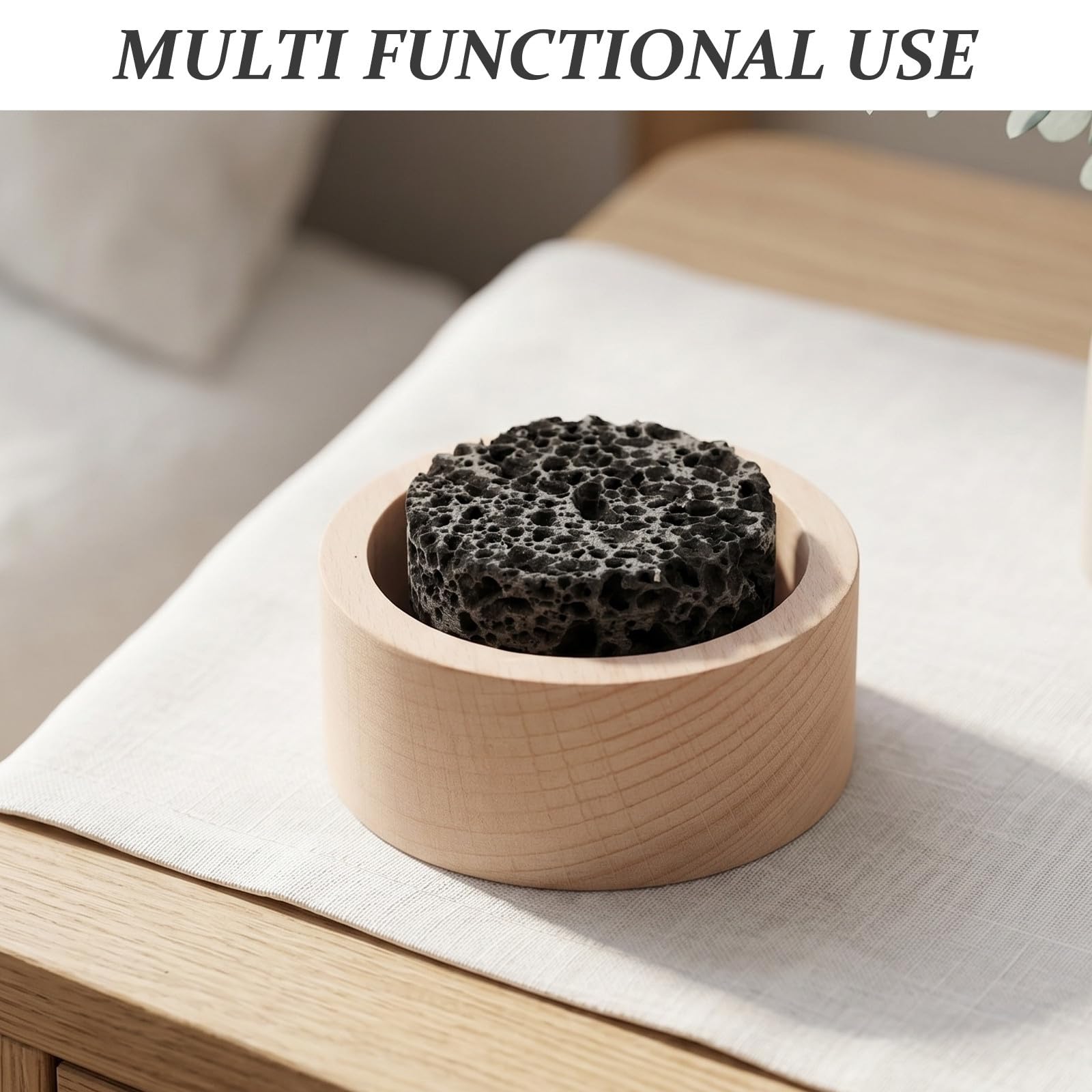 VICASKY Diffusore di Pietra Vulcanica Decorativo per Oli Essenziali, Diffusione Passiva Stabile, Design Unico in Legno, 4 Pezzi, per Ufficio e Meditazione