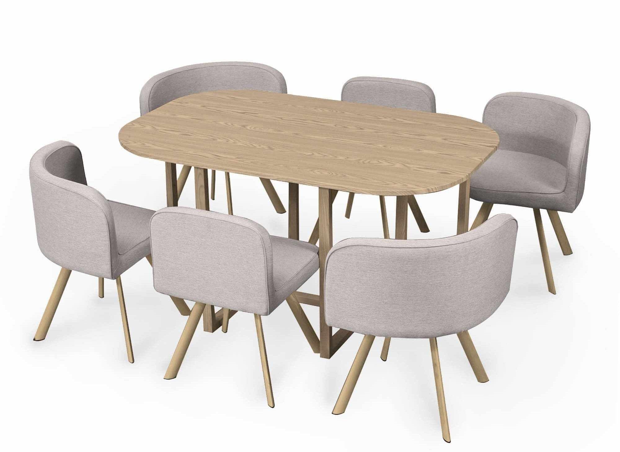 DecoInParis Ensemble Table + 6 chaises encastrables FLEN XL