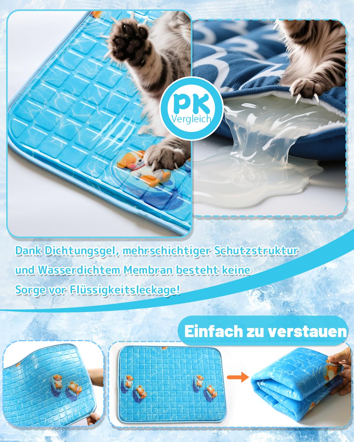 Tappetino refrigerante per cani, 60 x 90 cm, 2026, auto-raffreddante, lavabile, per animali domestici, non tossico, lavabile, resistente agli artigli, per gatti, conigli, Cooling Mat Dog