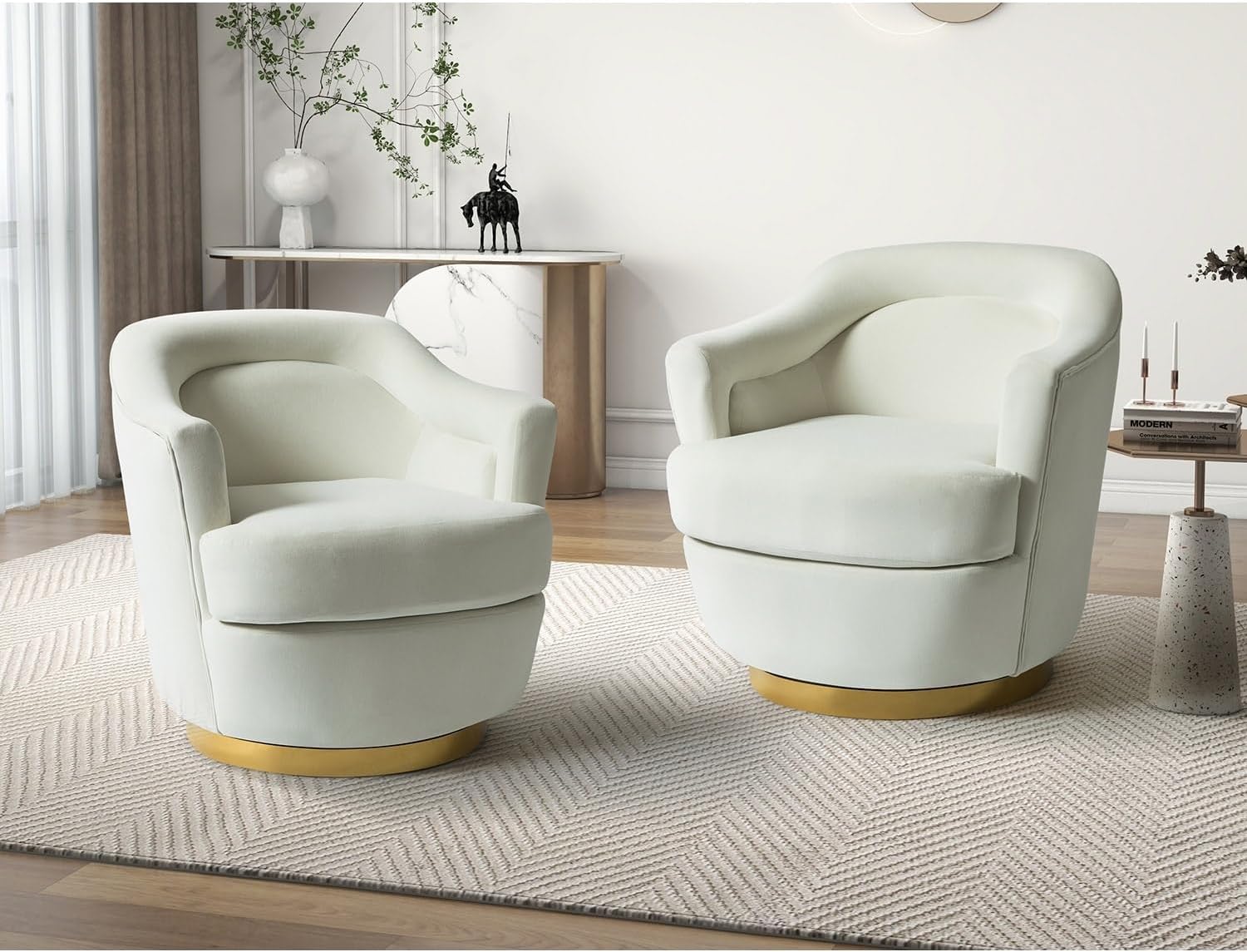 HULALA HOME Kanstantin Modern Upholstered Swivel Barrel