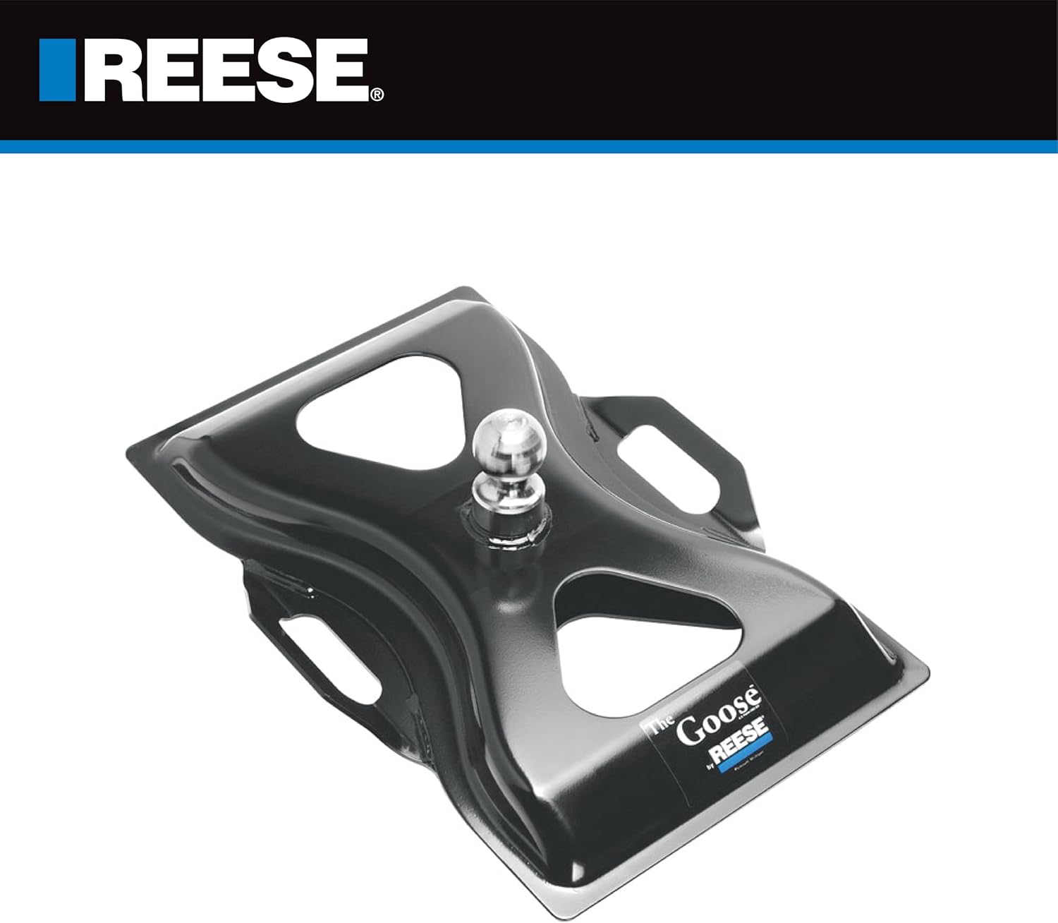REESE 58079 Gooseneck Plate for Fifth Wheel Rails (Requires Rails & Installation Kit #30035), 25,000 lbs. Capacity Gross Vehicle Towing Weight, 2-5/16 Inch Zinc Plated Ball