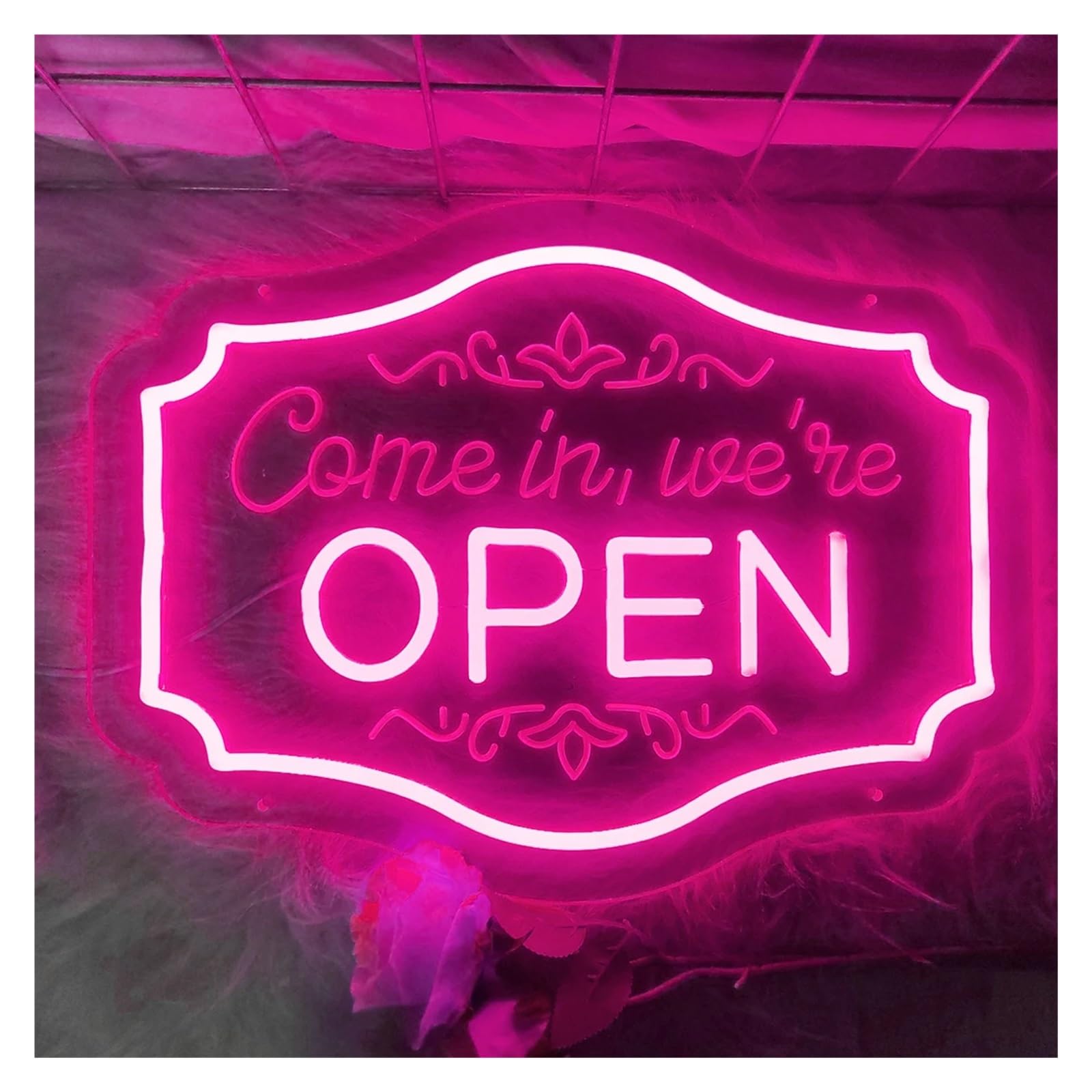 Signs Lamp Come in, We're Open Neon Sign Letter Light Dimmable USB Powered for Bar Retail Store Pub Shop Wall Decor 30cmx22cm(Pink)