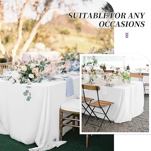 Miniatura 5 de Teruntrue Paquete de 6 manteles rectangulares blancos de 90 x 132 pulgadas, mantel de tela de poliéster de 8 pies, resistente, lavable, rectangular,