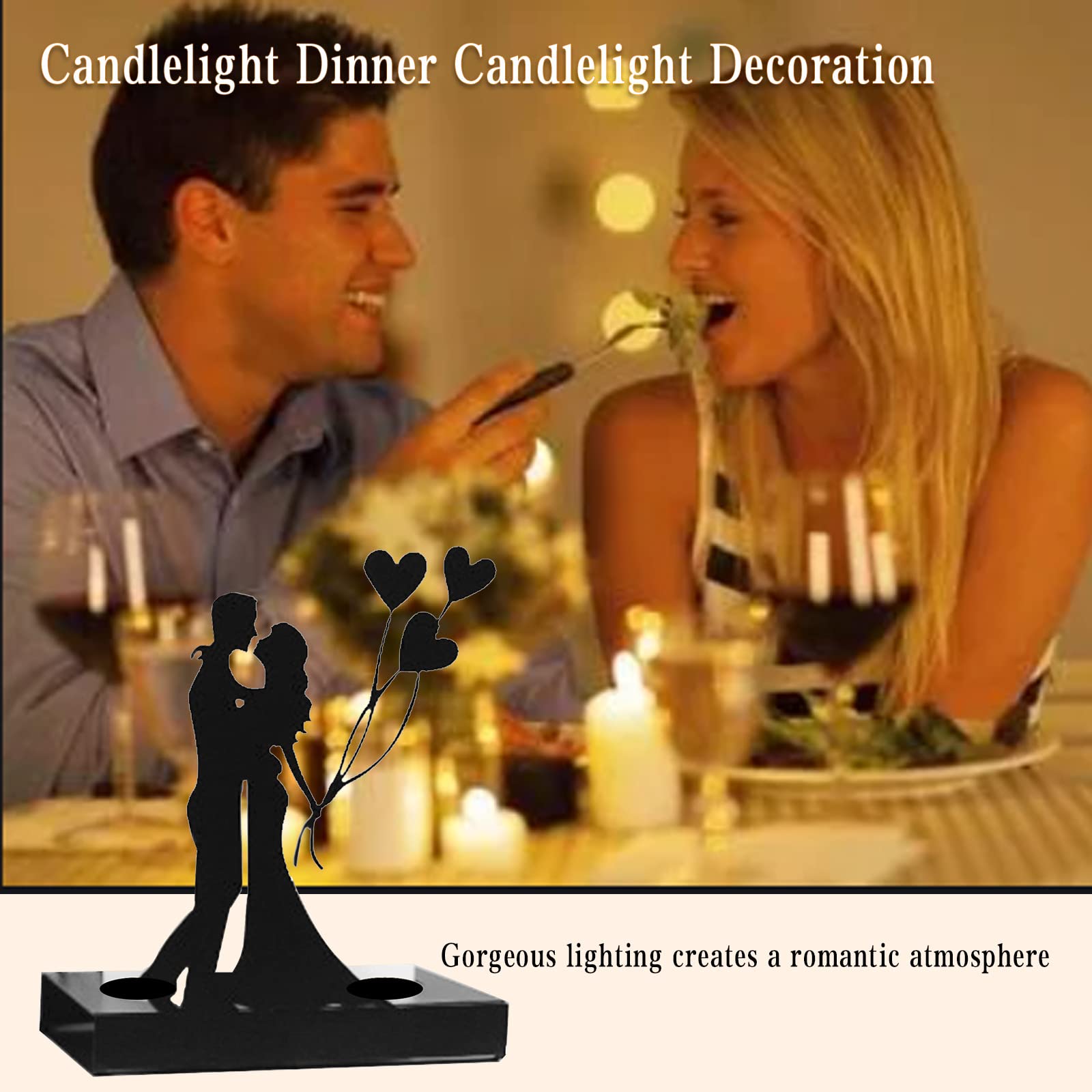 Hosoncovy Decorative Metal Tea Light Candle Holder Shadow Art Tea Light Candle Stand Tea Light Candle Tray Light Home Ornament for Home for Wedding for Anniversary (Balloon) - Image 3