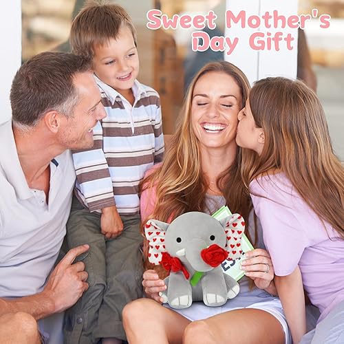 Miniatura 2 de GEWUJATOP Animales de peluche de elefante para el día de la madre, regalos para mamá de hija e hijo, regalos para mamá para el día de la madre,