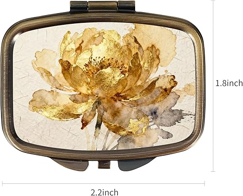 Miniatura 2 de Dynippy - Estuche para píldoras con espejo retro de bolsillo, organizador de medicinas y vitaminas con 2 compartimentos, ideal para el bolso, la