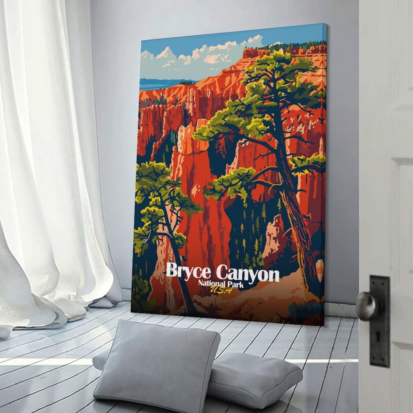 Junmoney Room Decor Wall Art Bryce Canyon National Park Illustration, 20x30inch(50x75cm), for Hallway, Bedroom Or Modern Interiors, Gift Idea for Housewarming And Birthdays