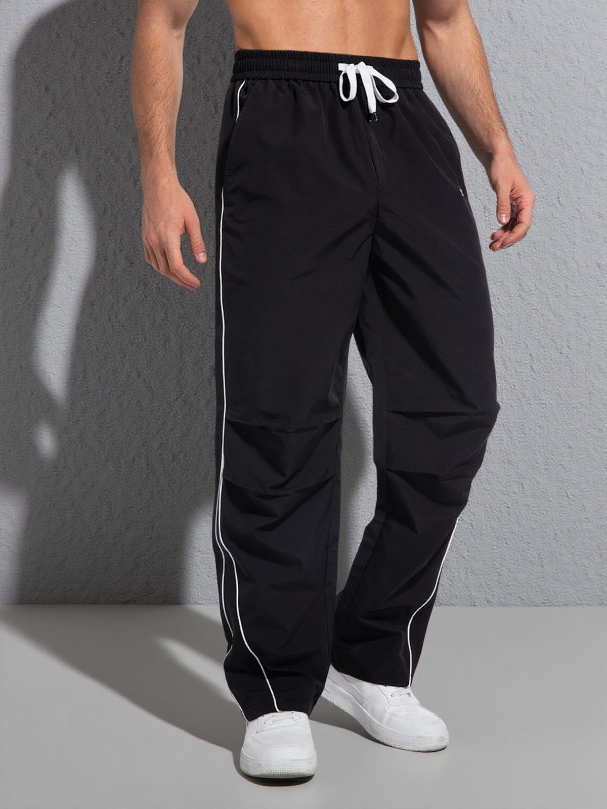 HAWILAND Pantalon de jogging baggy pour homme, long, léger, large, avec poches, pour le sport, la gym, le fitness