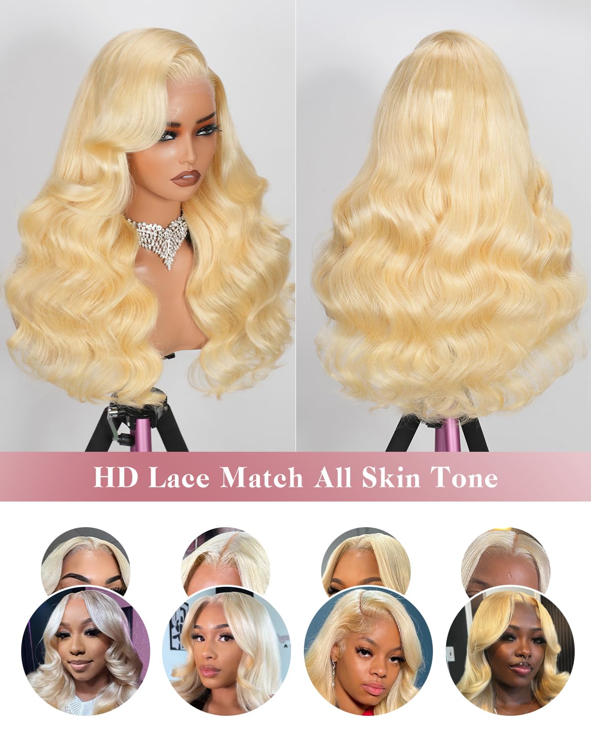 613 13x6 Lace Front Wig Human Hair 200 Density Blonde Wig Human Hair 26 Inch Body Wave 100% Real Human Hair True Length Random Dyeing No Shedding No Synthetics Triple Lifespan 3X