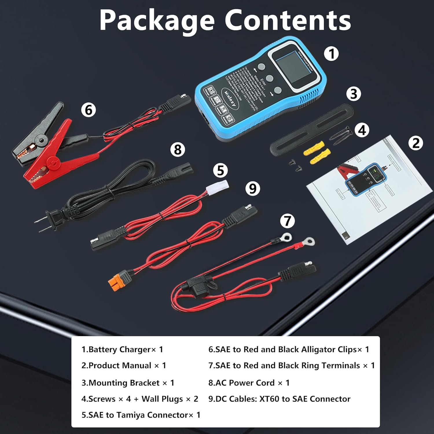 6V 12V 24V All-in-One Smart Battery Charger, Maintainer, Tester, Desulfator & Load Discharger,Color LCD Display,Battery Equalization for Car, Truck, Motorcycle, RV, Marine, Li-ion LiFePO4 Pb-Acid NiMH