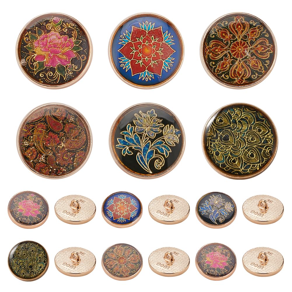 Boutons à tige pour femme en alliage avec motif floral vintage pour mercerie et loisirs créatifs