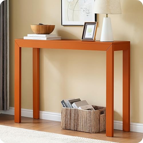 Kings Brand Furniture Russel - Mesa consola moderna para entrada, detrás del sofá, pasillo, sala de estar, jengibre miel
