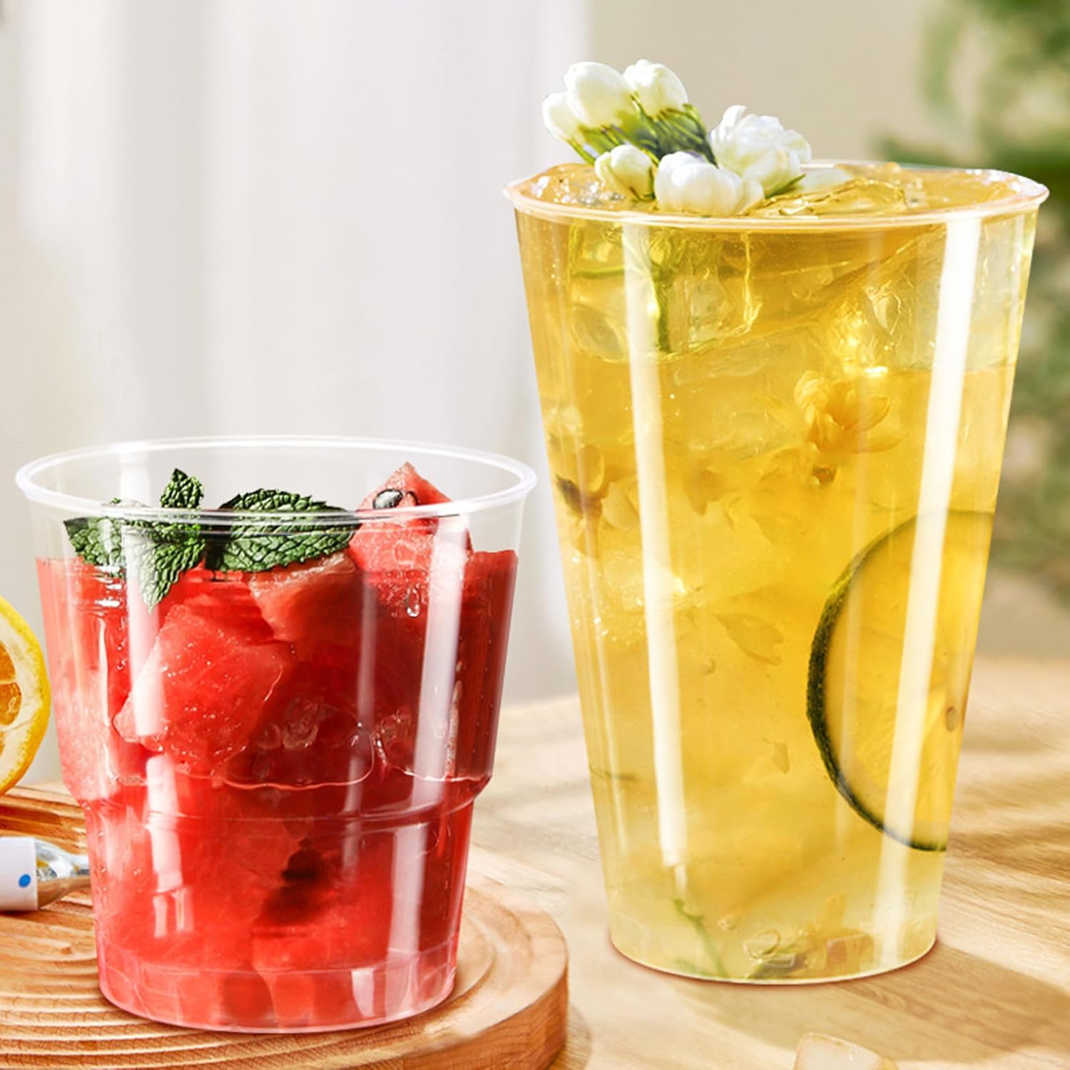 6oz(180ml) Mini Cup 200 Ct, Crystal Clear Hard Plastic Glass, Thick Disposable Drinking Tumbler for Party, Fancy Cocktail Glasses, Transparent Cups for Tiramisu, Martini, Margarita in Bar