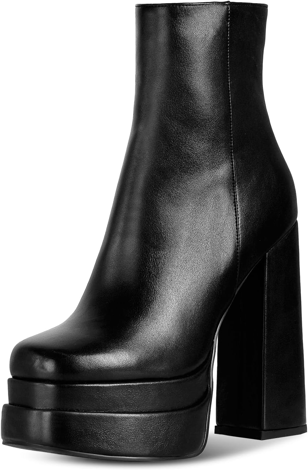 UUQPlatform Boots for Women - 5.5" Chunky Heel Ankle Booies Side Zipper & Square Toe Boots, Lady's Platform Booties for Fall & Winter Outfits