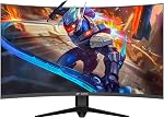 CRUA 32'' Curved Gaming Monitor 240Hz, FHD 1920 * 1080P VA Computer Monitors, Support FreeSync, 120% sRGB, 1800R, Low Blue Light, HDMI 2.0 & DP 1.4, Wall Mountable Installs/Tilt Adjustable-Black