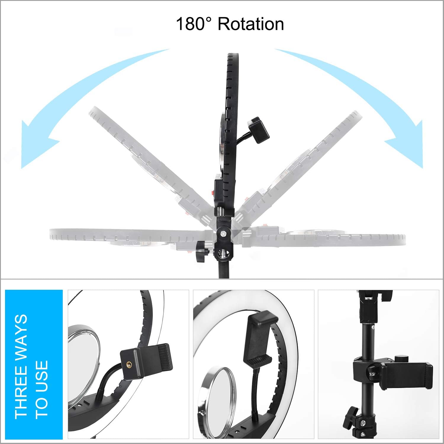 TRUMAGINE Dimmable Selfie RGB LED Ring Light 10" with Mini Tripod Stand & Cell Phone Holder for Live Streaming & YouTube Video, Desk Makeup Ring Light for Photography