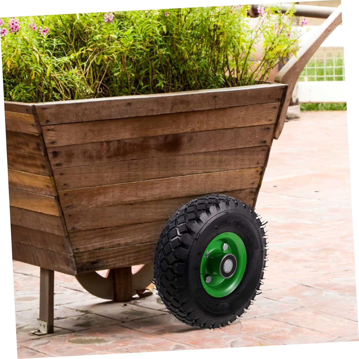 Replacement Mute Pneumatic Tyre for Garden Cart and Hand Truck Durable Rubber Wheel for Various Terrain Shock-absorbing and Easy to Install