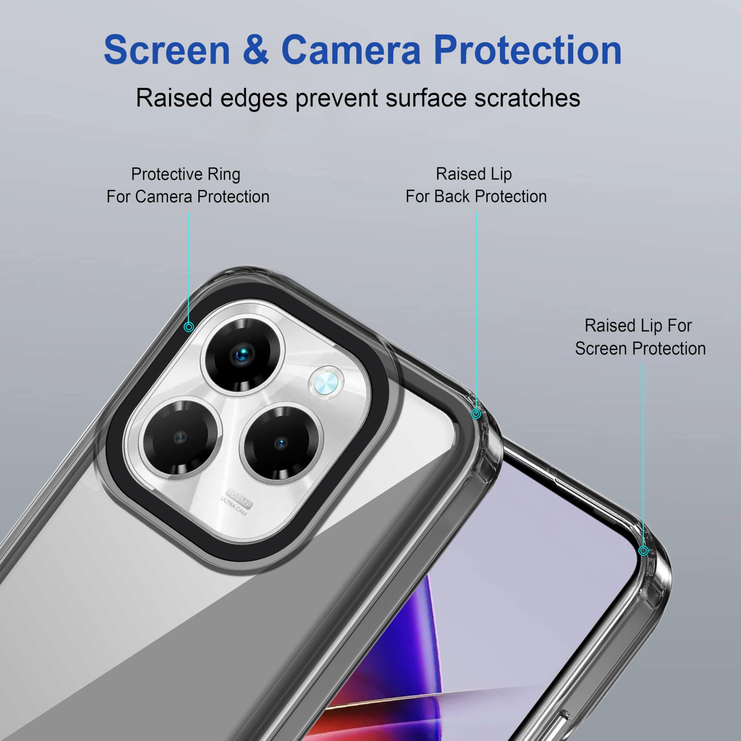 Back Case Cover for Infinix Note 40X 5G | Compatible for Infinix Note 40X 5G Back Cover | Case Cover with Camera Protection | (TPU + PC | Translucent Black)