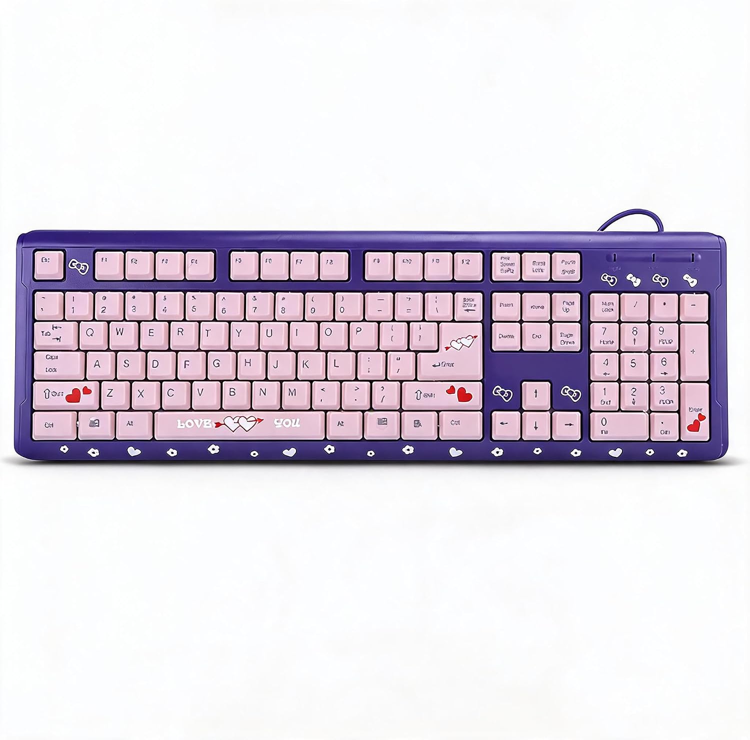 Klawiatura Przewodowa Ultracienka Klawiatura USB Komputerowa Klawiatura Przewodowa z Uroczym Kotem do Domowego Biura Uniwersalna Klawiatura do Laptopa 3