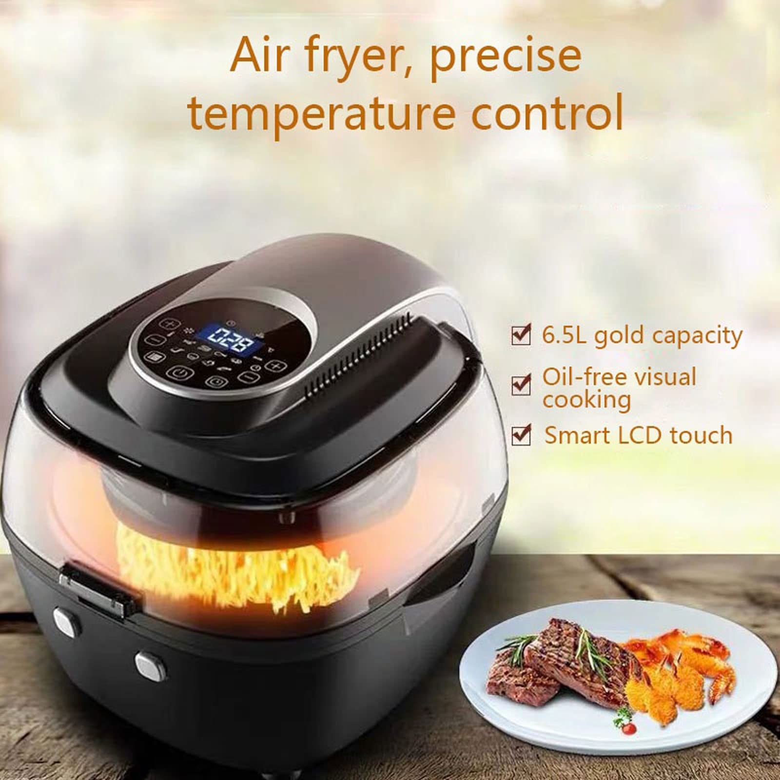 Friggitrice ad Aria, friggitrice ad Aria Multifunzionale Senza Olio, friggitrice Intelligente e Sana, Forno per Pizza, friggitrice elettrica LCD Touch Intelligente, Cucina Beauty Comes