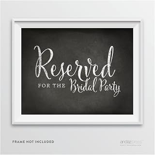 Andaz Press Wedding Party Signs, Vintage Chalkboard Print, 8.5-inch x 11-inch, Reserved for the Bridal Party, 1-Pack, Unframed