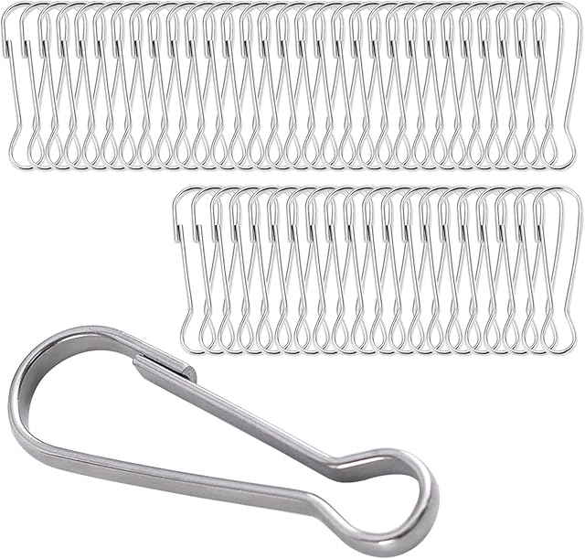 Flag Pole Clips, Lanyard Snap Clips Hooks Spring Flagpole Clip Stainless Steel Flag Pole Accessories 40 mm for Grommeted Flags Lanyards Banners Keychains 50PCS