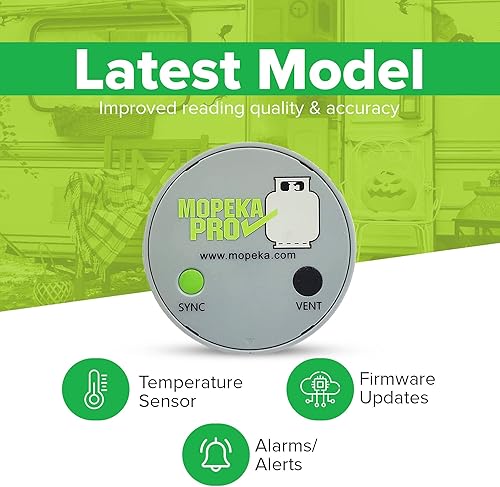 Miniatura 7 de Mopeka Paquete Pro Check  2 sensores Pro Check, 1 pantalla LED, 2 Tank Halos  Medidor de propano inalámbrico para tus tanques de RV duales