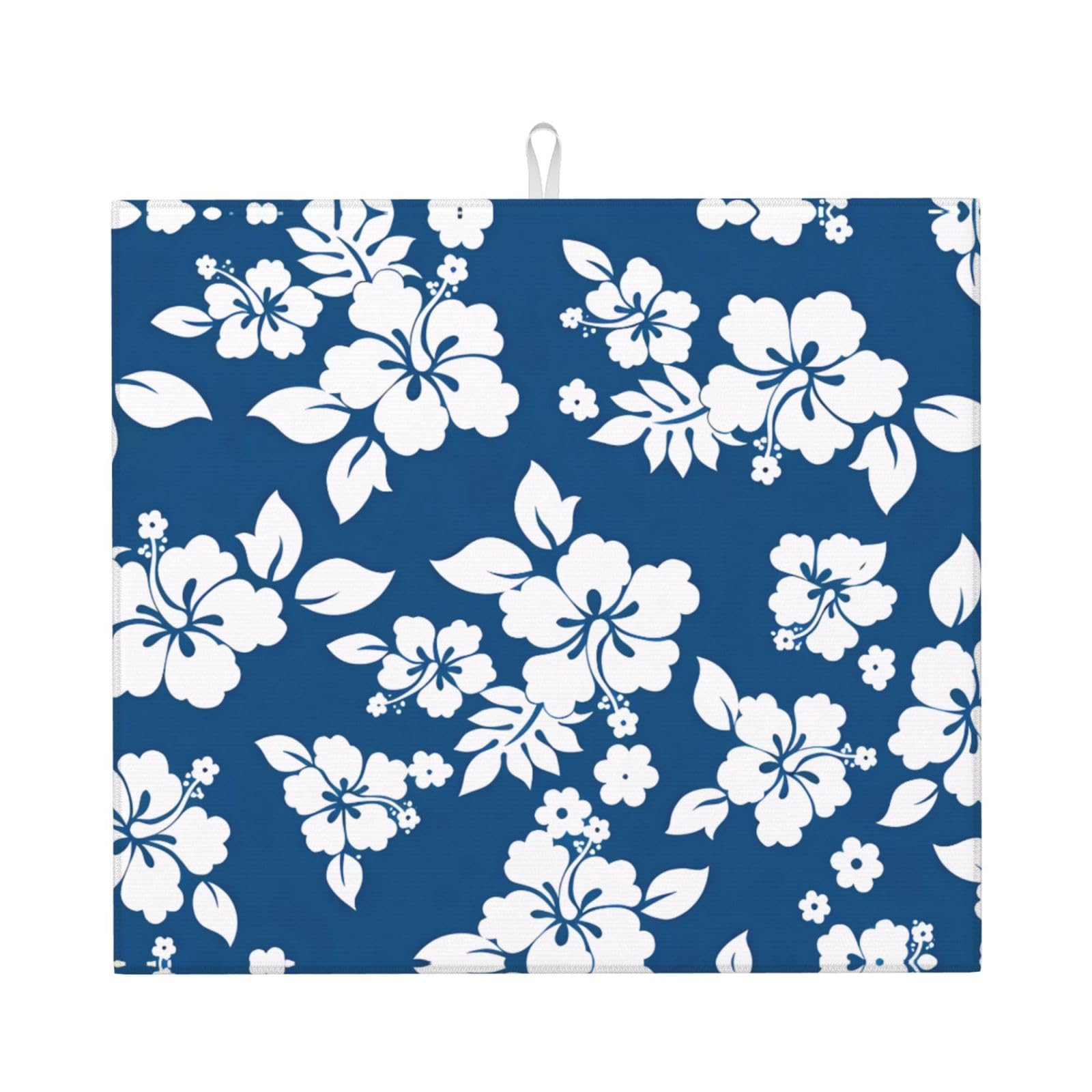 HJFCZH Hawaii Flower Prints Kitchen Drying Mat – High-Capacity Absorbent Dish Cover, Engineered with 4x Weight Absorption, Durable Microfiber & Composite Foam Construction