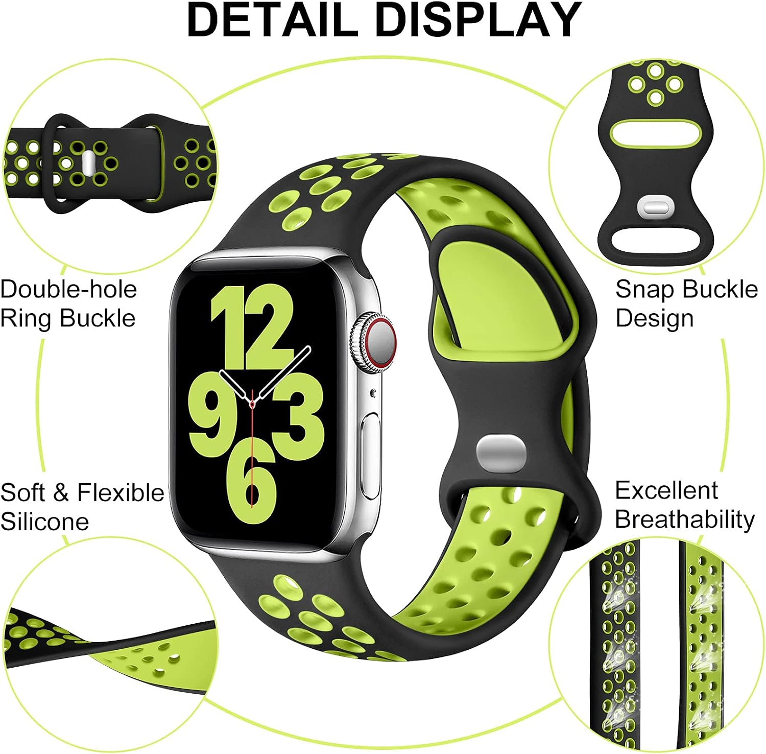 Upeak Sport Strap Compatible with Apple Watch Strap 40mm 38mm 41mm 42mm 44mm 45mm 46mm 49mm - Image 4