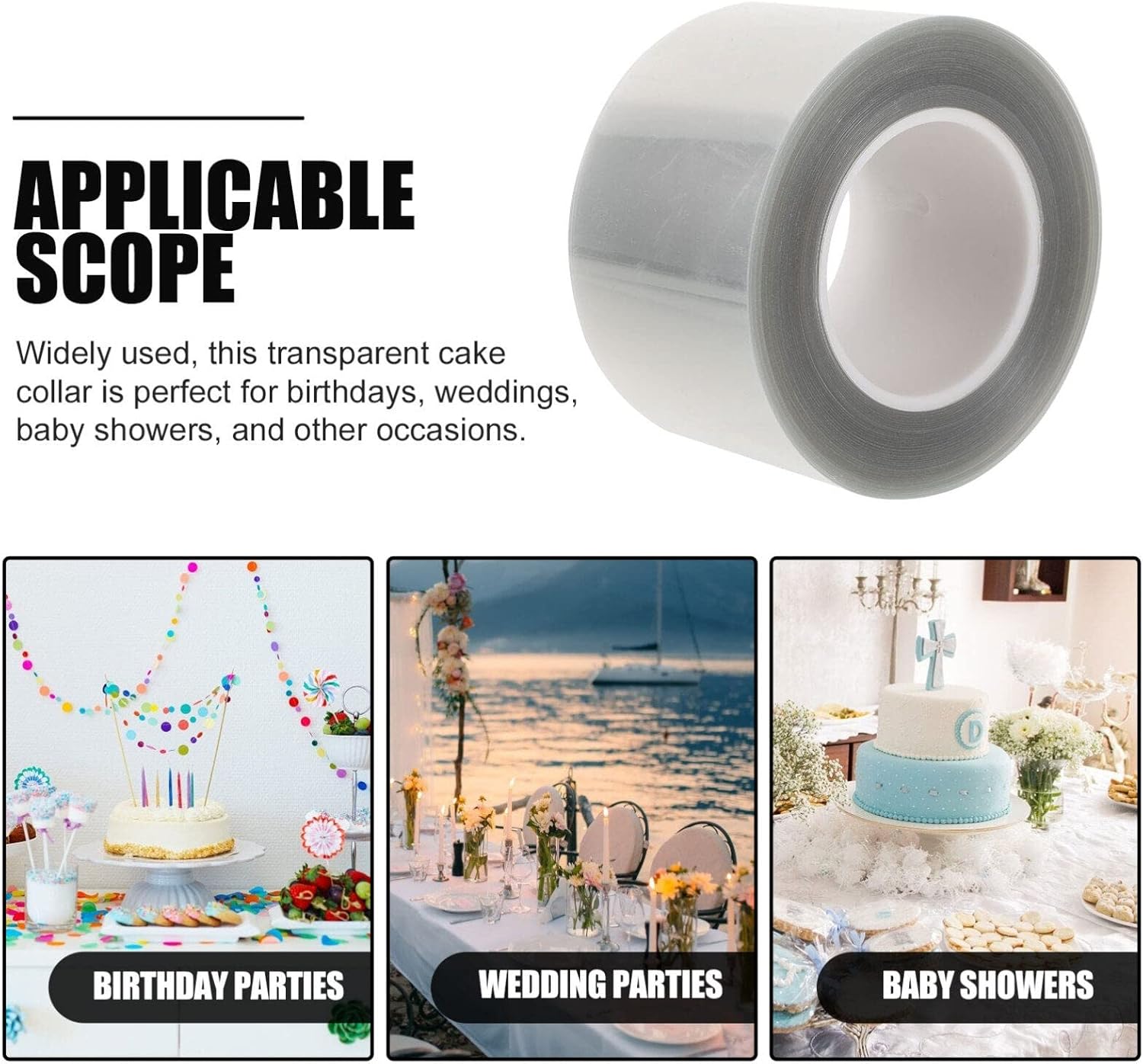 Kichvoe 1roll Clear Cake Collar Roll Transparent Acetate for Mousse and Cake Decorating Easy to Cut to Any for Bakery and Pastry Crafts