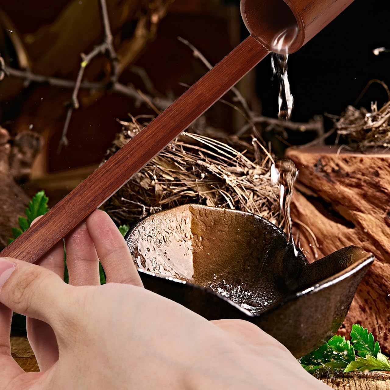 Wooden Wine Ladle Long Handle Wine Dipper Spoon Multipurpose Kitchen Ladle Flat Bottom Beer Pouring Spoon 9.44 Inch for Water and Beer Serving