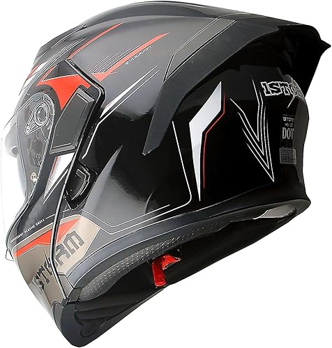 1Storm Casco modular de cara completa para motocicleta con doble visera + alerón HB89 rojo tormenta