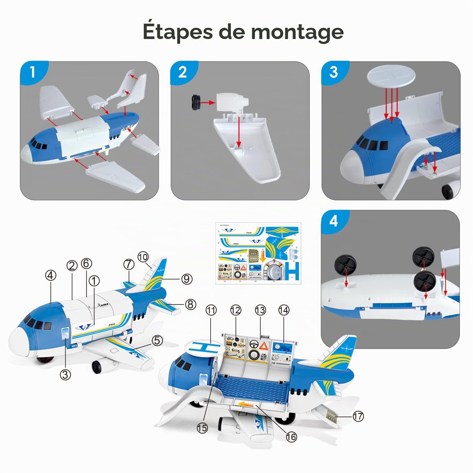 kramow Jouet Enfant 3 Ans Garçons, Voiture Enfant 3 Ans, Avion Jouet, Véhicules pour Enfants Garçon Fille, Cadeau de Noël