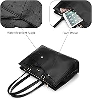 Vista 7 de LOVEVOOK Bolsa de mano para computadora portátil para mujer, bolsas de trabajo de cuero de 15.6 pulgadas con soporte grande para tazas para Negro