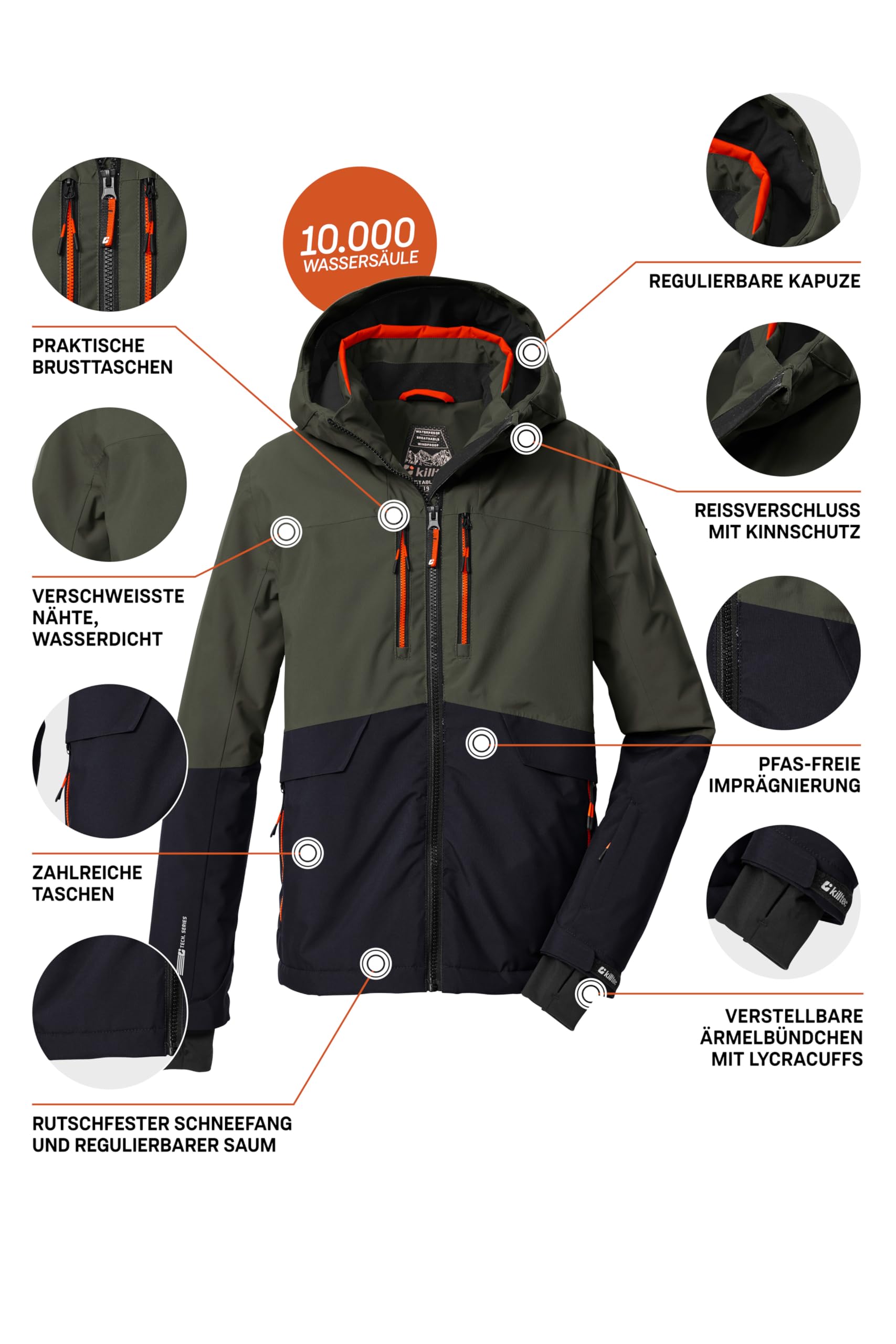 Killtec Jungen Ksw 201 Bys Ski Jckt Skijacke/Funktionsjacke mit Kapuze und Schneefang