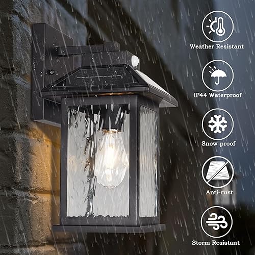 Miniatura 2 de Faroles solares de pared con sensor de movimiento para exteriores, lámpara de porche alimentada por energía solar, impermeable, del atardecer al