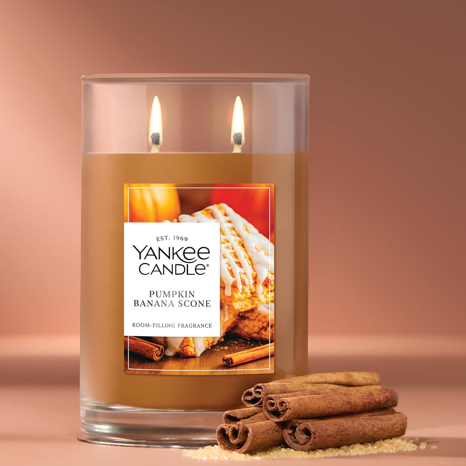 Yankee Candle Large Tumbler Scented Candle with up to 80 Hour Burn Time, Premium Plant Wax Blend for Consistent Burn, 20 oz Tumbler Candle with Room Filling Fragrance, Pumpkin Banana Scone